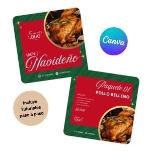 plantilla canva post menu clasico navideño