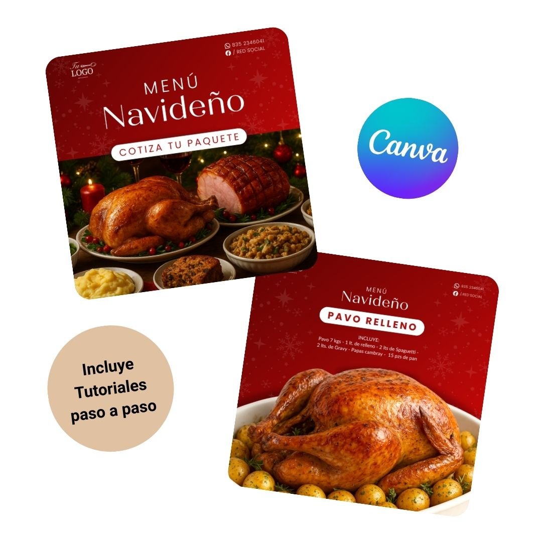 plantilla canva post venta cena navideña roja