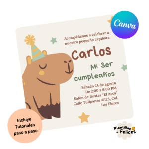 plantilla invitación capibara fiesta