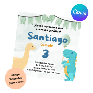 Plantilla Invitación Cumpleaños Dino Jurásico | Canva Gratis