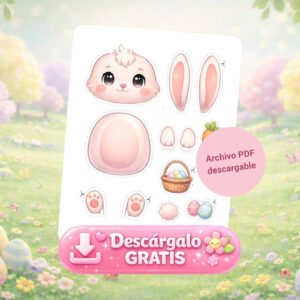 plantilla para construir armar un conejito de pascua - actividad.