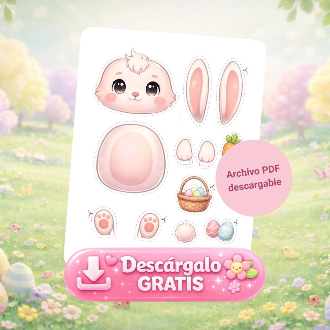 plantilla para construir armar un conejito de pascua - actividad.
