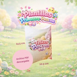 plantilla caja tipo almohada para dulces de felices pascuas