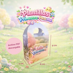plantilla caja tipo canasta para dulces primavera