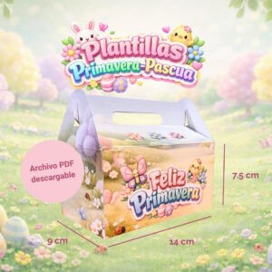 plantilla cajita dulces primavera