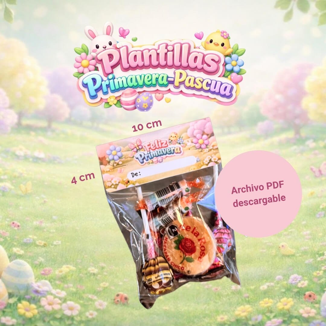 Plantillas de cartoncillo para cerrar bolsas de dulces de primavera