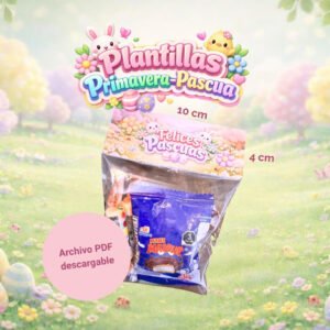 Plantilla cartoncillo para cerrar bolsas de celofan diseño felices pascuas