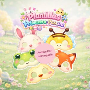 Pack de 5 Máscaras de Animales Primavera | PDF para Imprimir
