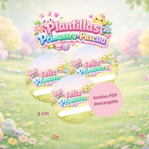 Stickers escolares redondos primavera | PDF para Imprimir